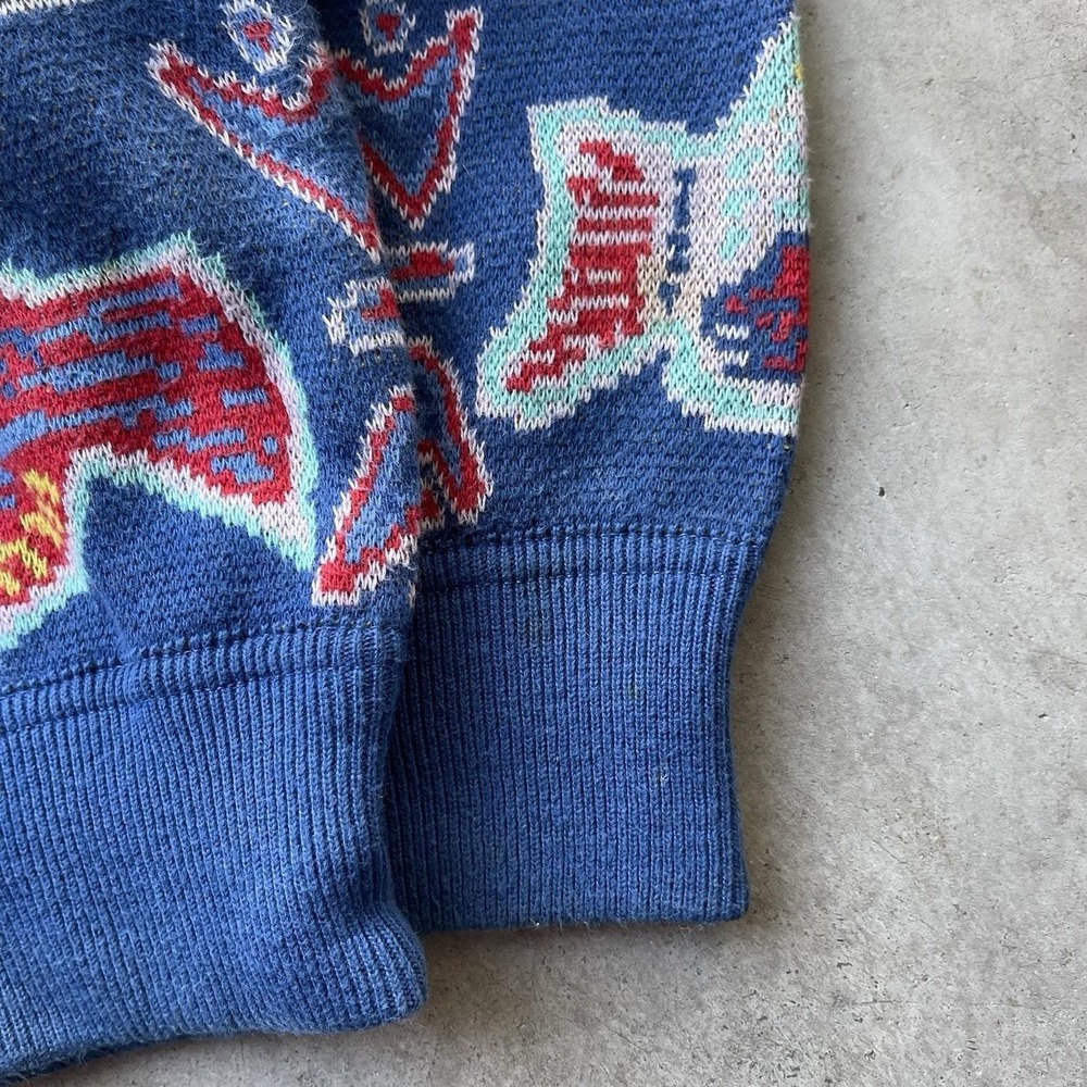Vintage Valentino Beachwear Sweater Fish All Over Print 90s Knit Italy L XL - Picture 7 of 7